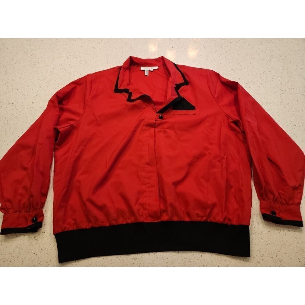 Laura & Jayne Two Blouse shirt top 20w Red Long Sleeve Vintage